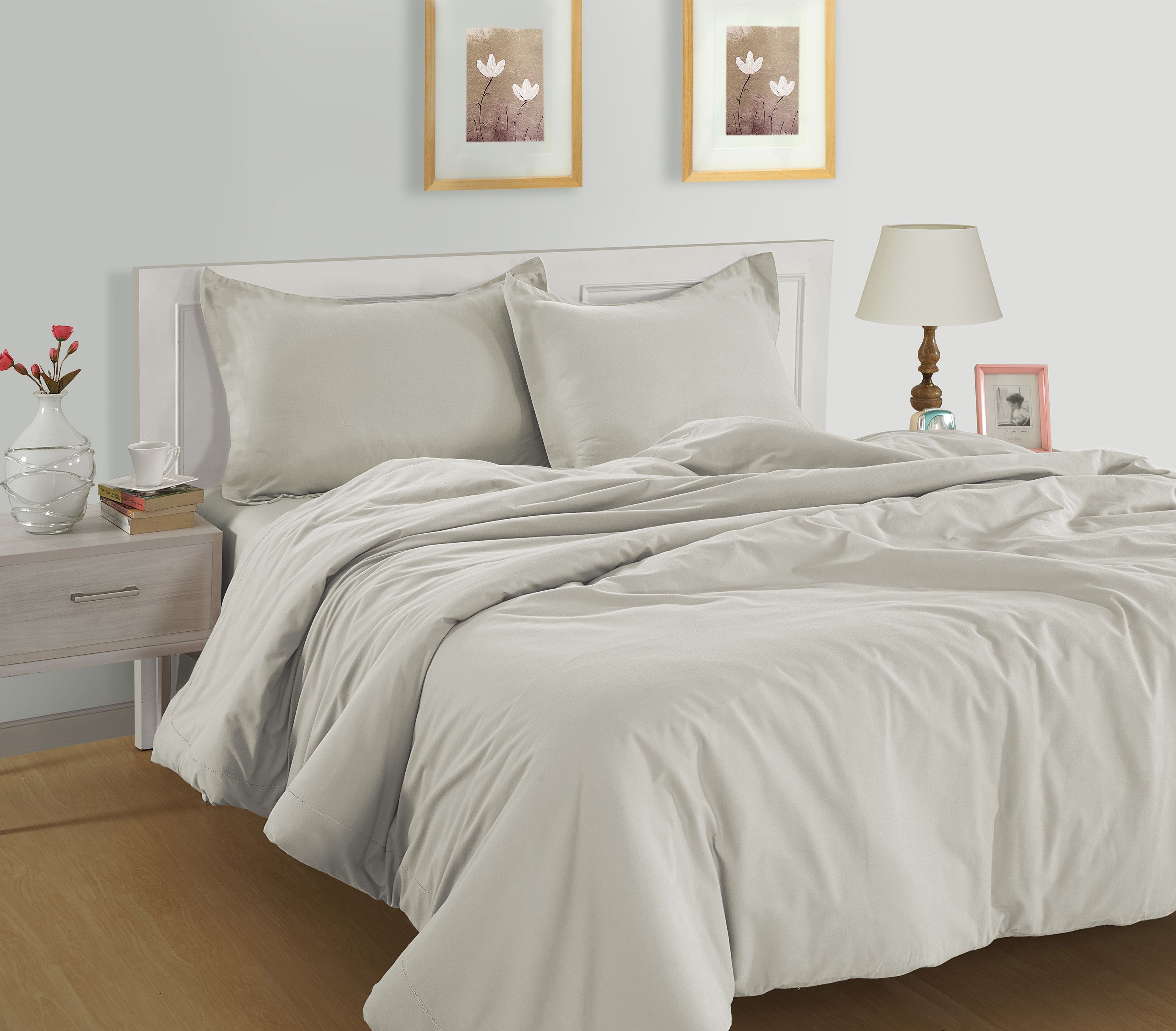 100% Organic Washed Cotton Quilt Cover Set - Mineral